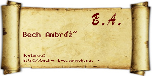 Bech Ambró névjegykártya